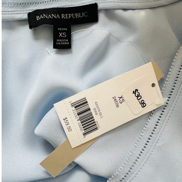 NWT Banana Republic Light Blue Picot Trim Semi Sheer Tank Top XSP - Picture 6 of 11